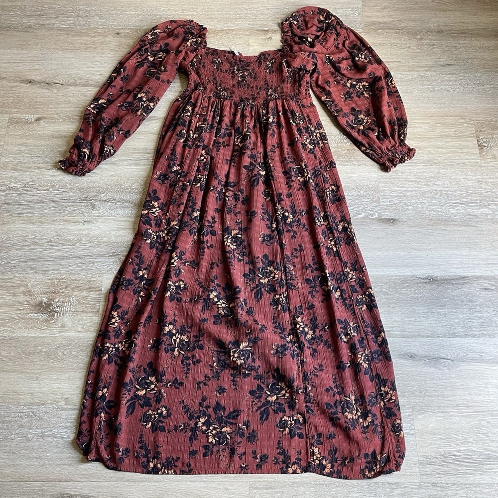 Free People SM Jaymes Midi Dress Smocked Vamp Romance Whimsy Grunge Fairy $168 - Picture 12 of 12